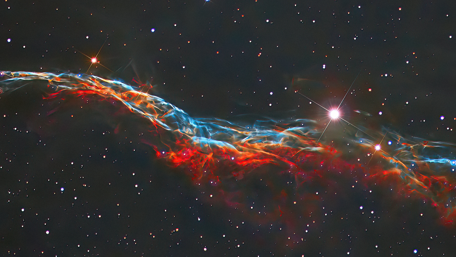 Sturmvogel im Cirrusnebel (NGC 6960) | Ausschnittvergrößerung | Remastering V2