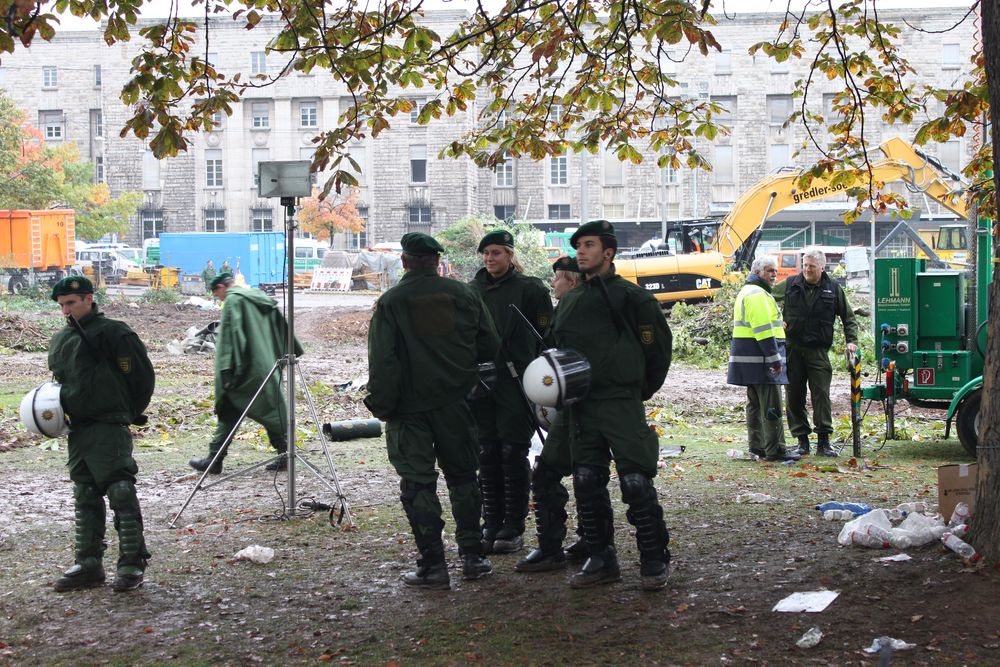 Stuttgart K21 - 1.10.10-8:30H Gefällte Bäume im Park