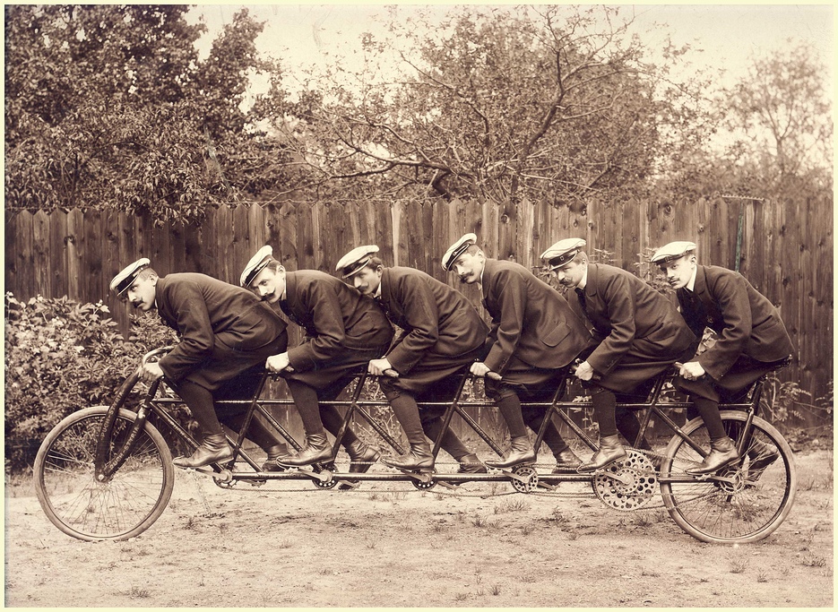 Styria, Steyr Puch Fahrrad für 6 Mann. 1899. Für Verfolger / Steher Rennen. Pacing Bike.