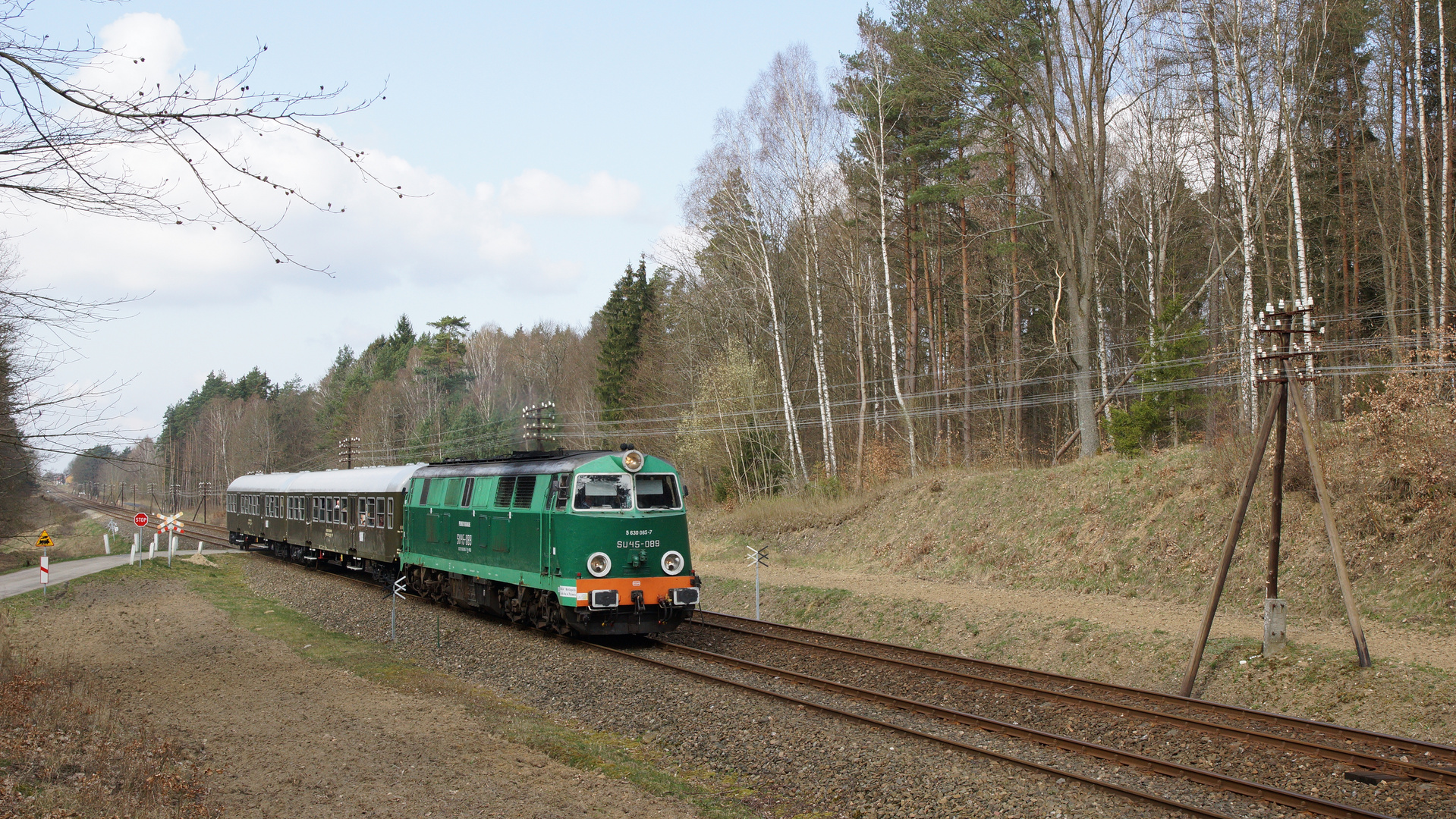 SU 45 089 Vorbeifahrt zwischen Zlociniec und Lubowo. April 2016