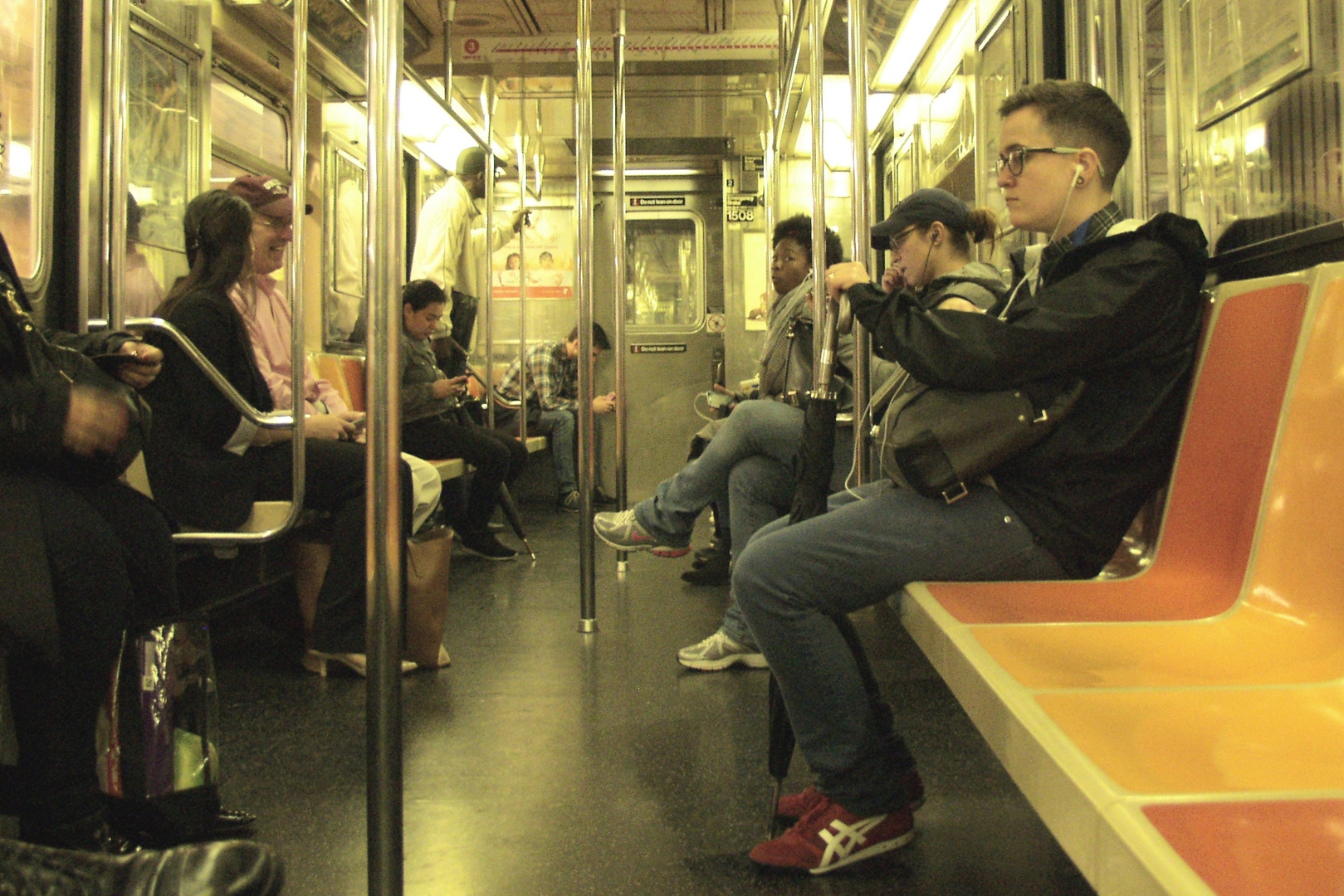 Subway to Lower Manhattan on a rainy day 