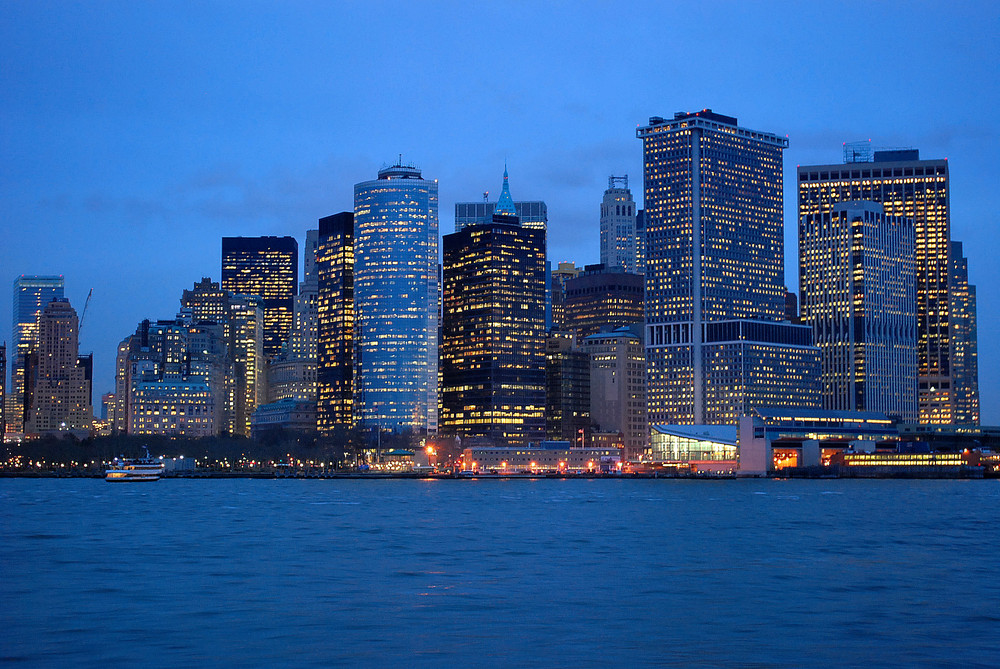 Süden Manhatten vom Wasser aus