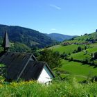 Südöstlicher Blick über die Friedhofskapelle Wieden im Südschwarzwald