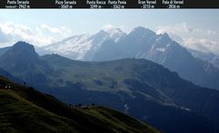 Südtirol: Die Marmolada-Gruppe, vom Pordoi-Joch aus gesehen