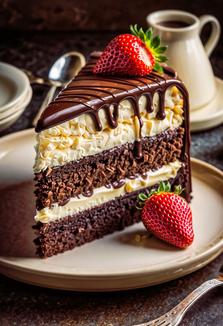 Süße Sünde: Ein Stück Schokoladentorte (KI-Torte)