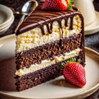 Süße Sünde: Ein Stück Schokoladentorte (KI-Torte)