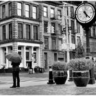 Suits in Drizzle and a Grand Clock - a Tribeca Moment