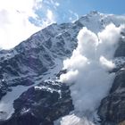 Sulden,Lawine an der Ortler Nordwand im  September.