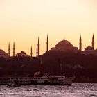 Sultan Ahmed Moschee und Hagia Sophia im Sonnenuntergang