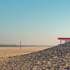 Summer landscape at the North Sea. Sylt beach with a volleyball net and fine sand