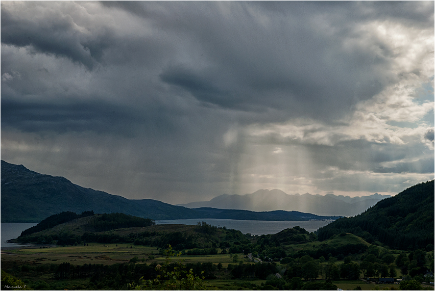 Sun beams and rain