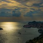 Sun breaking through the clouds at Dubrovnik