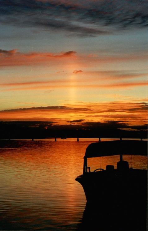 Sun Pillar over Len's Boat