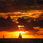 sun, sailboat and clouds