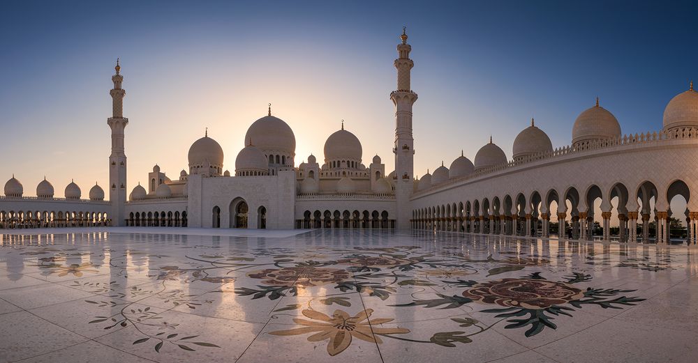 Sundown an der Sheikh Zayed Moschee 