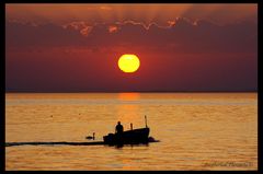 Sundown Bodensee mit Fischerboot