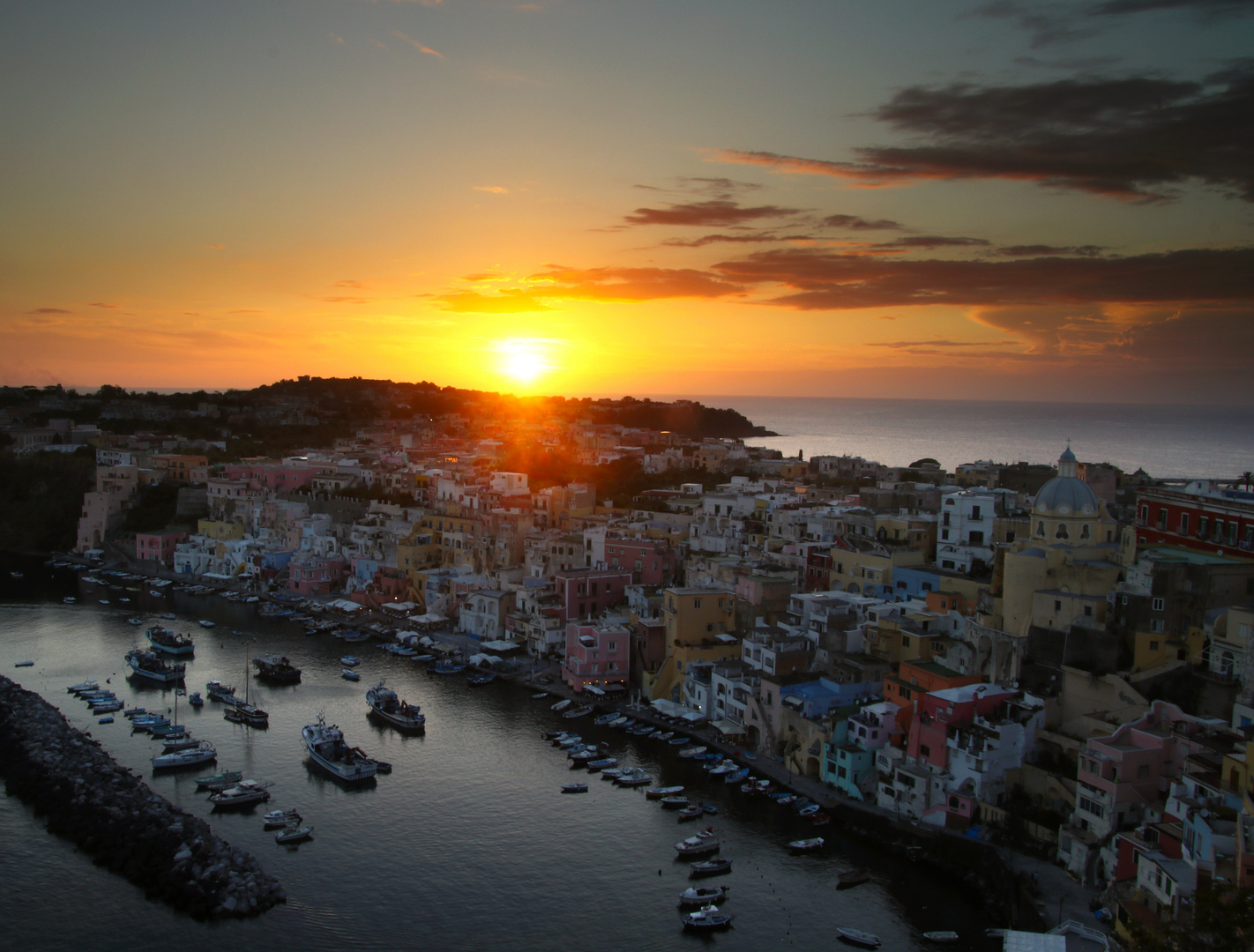 sundown over procida