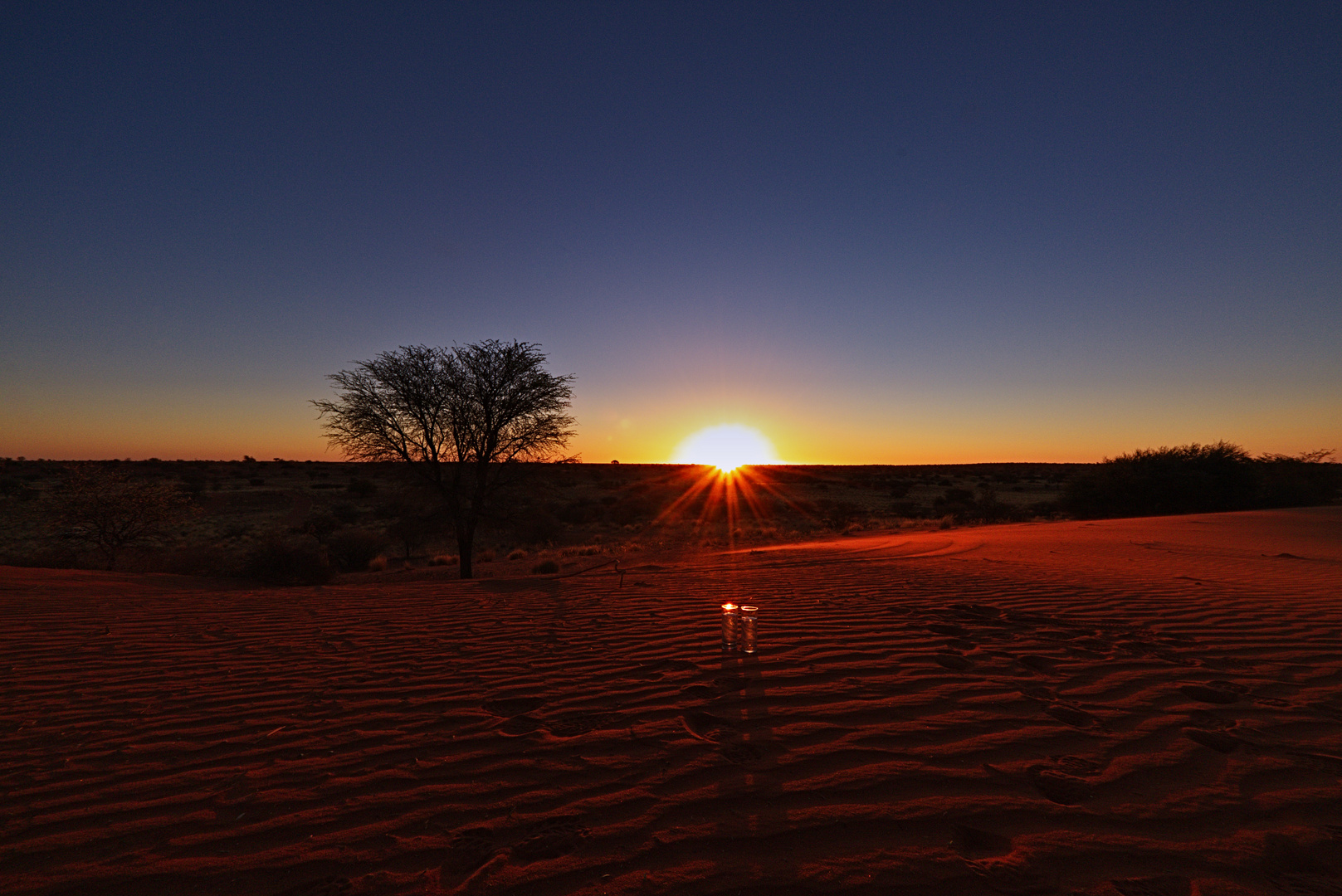 sundowner in der kalahari