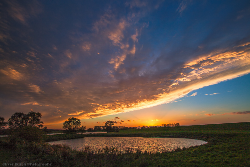 Sunnenuntergang am Elbdeich