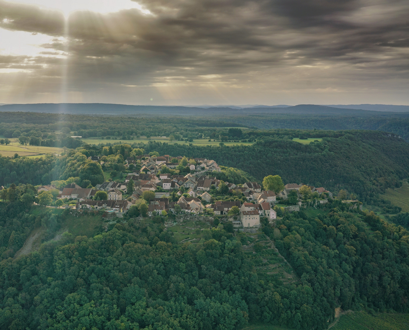 Sunray over the village