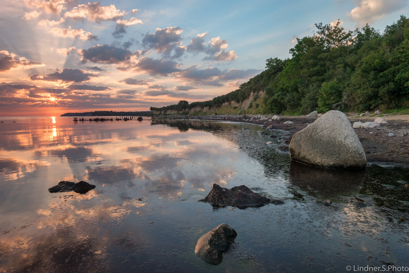 Sunrise at baltic sea cost