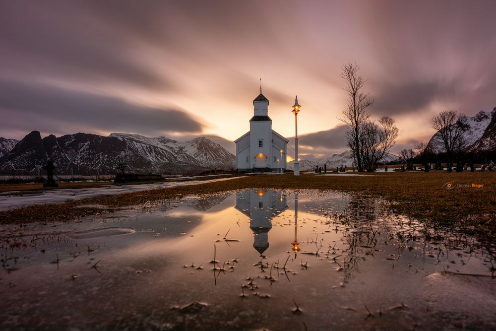 Sunrise at Gimsøy Church