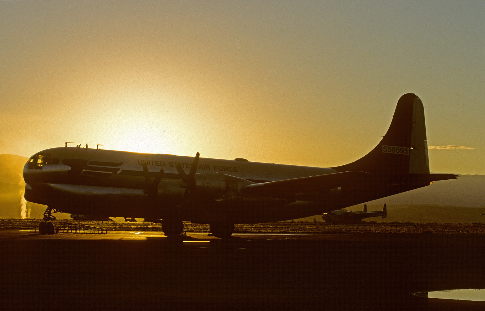 Sunrise behind the Boeing C-97 in Greybull