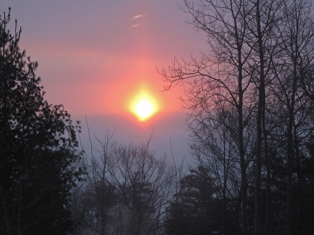 Sunrise In Ice Fog Over Lake Michigan, East Grand Traverse Bay