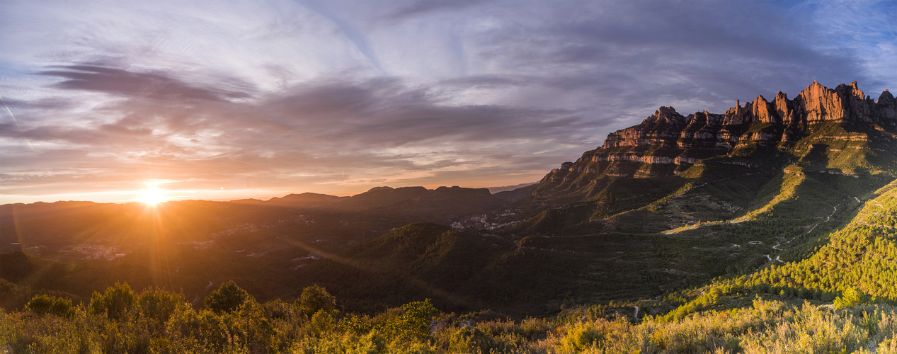 Sunrise in Montserrat mountain park 