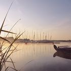 Sunrise. Lake. Boats.