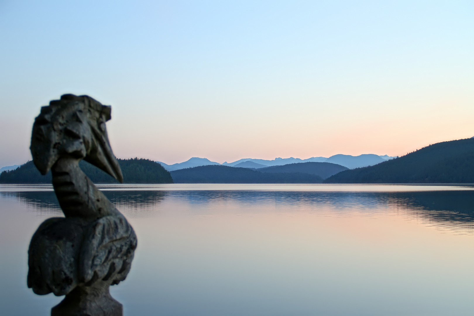 sunrise looking over Okeover Arm, British Columbia 