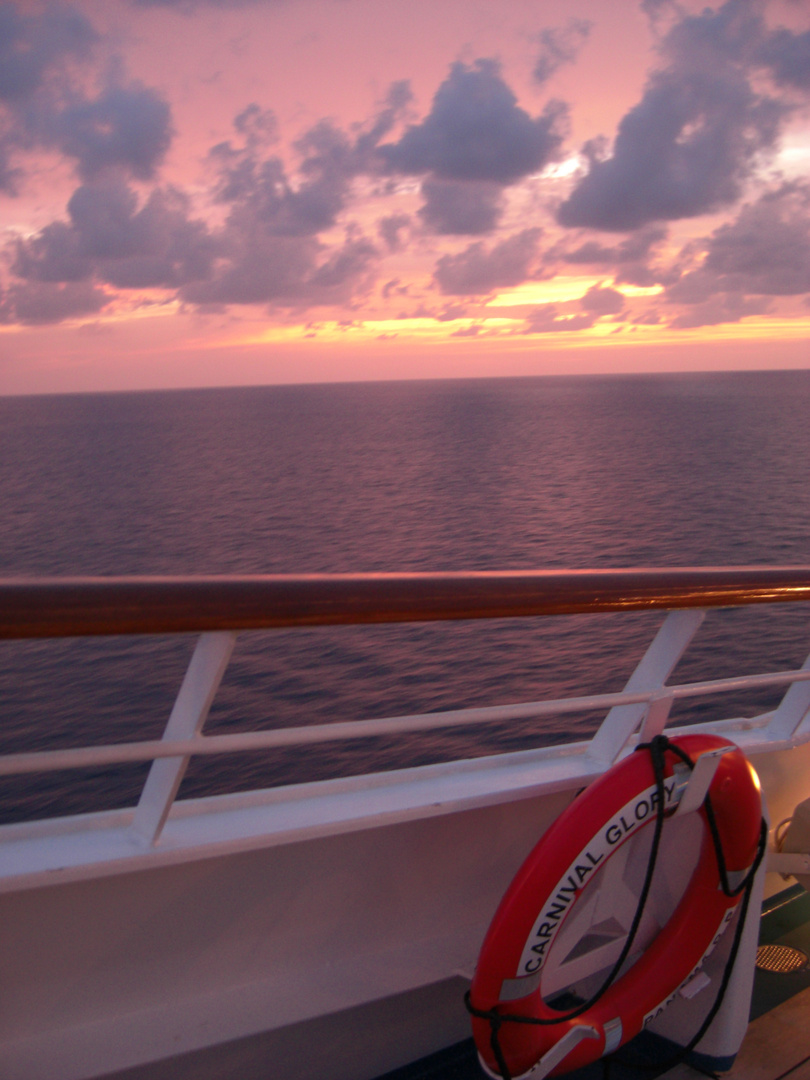 Sunrise on a cruise ship