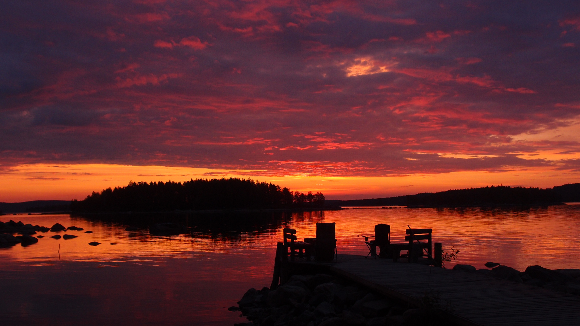 Sunrise on the lake Pielenen, Finland