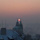 Sunrise over frozen Prague