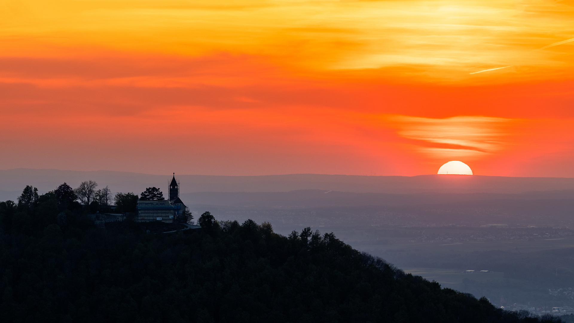 Sunset am Breitenstein mit Blick auf die Burg Teck