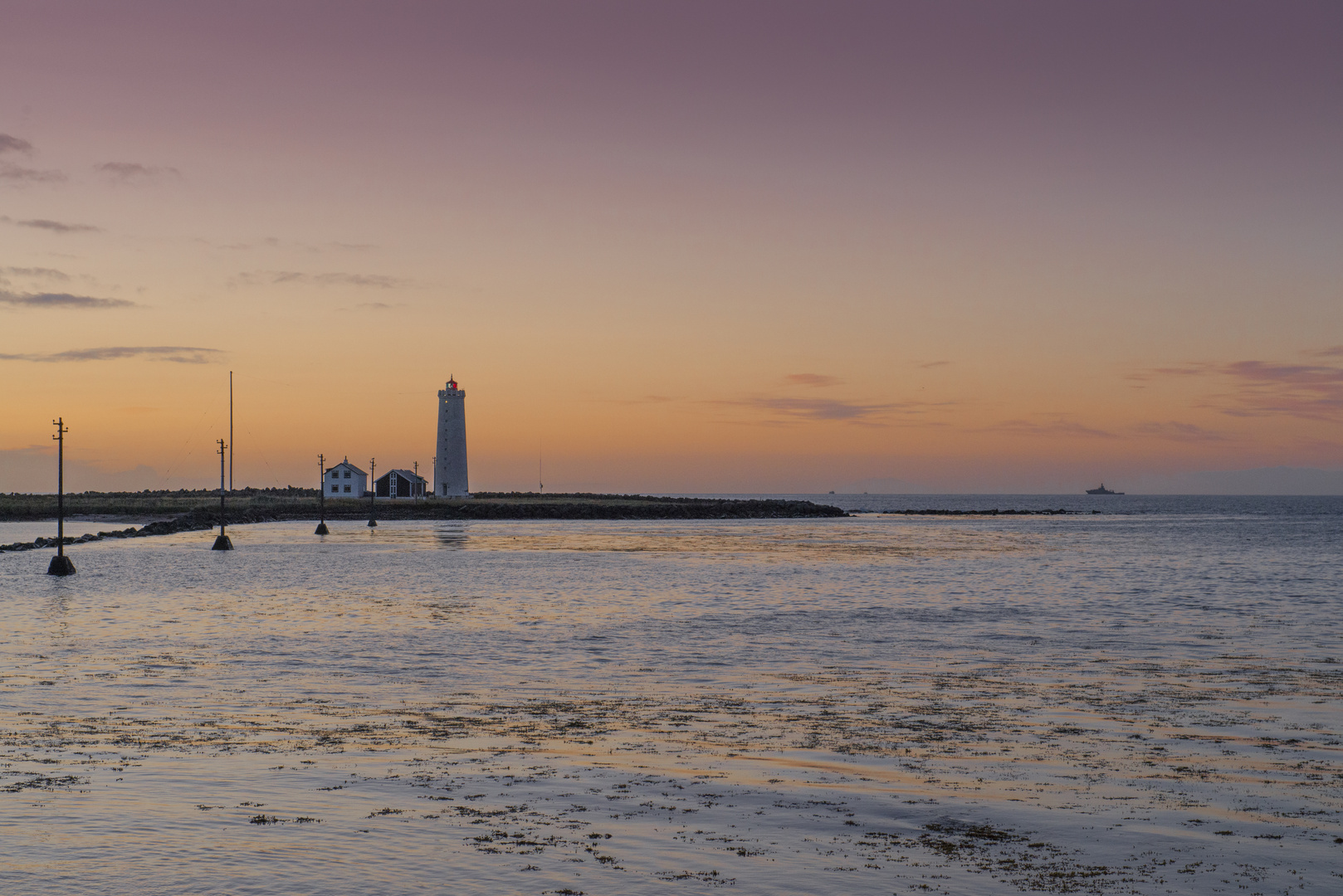 Sunset am Hafen von Reykjavik