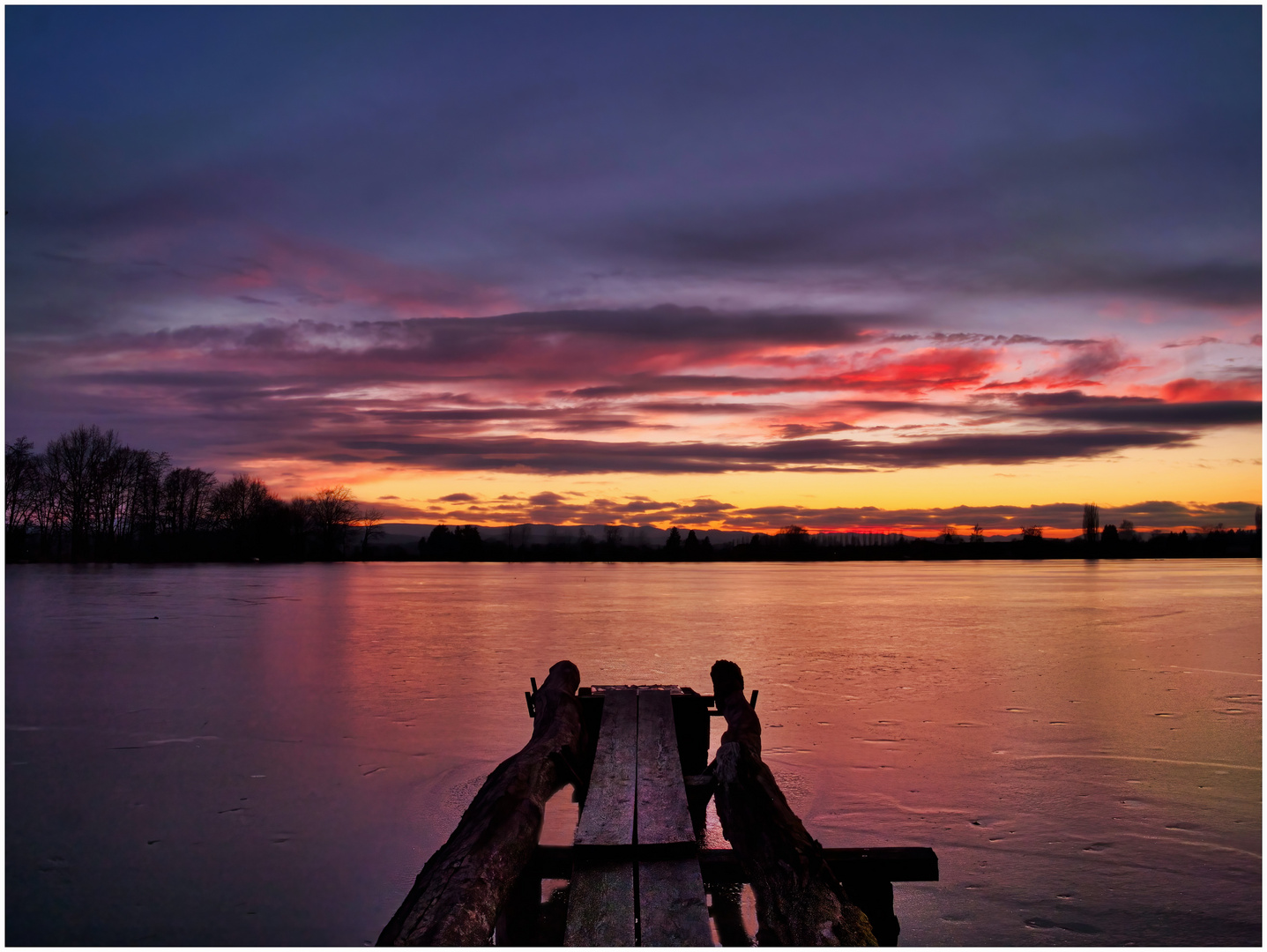 Sunset am zugefrorenen Schwabenteich 