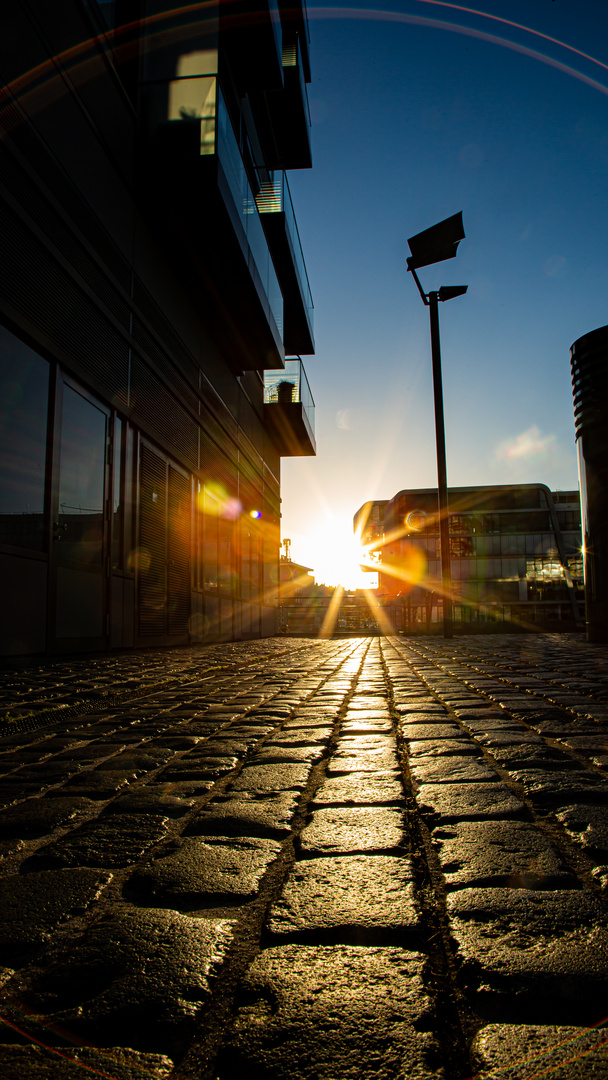 Sunset and paving stones