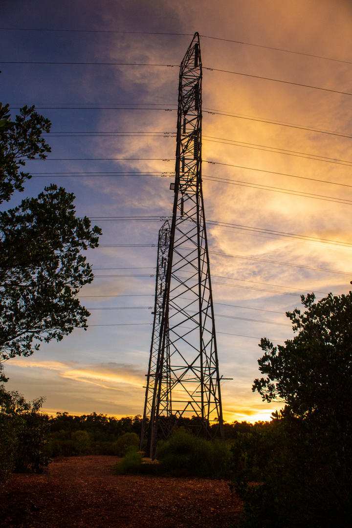 Sunset And Powerlines