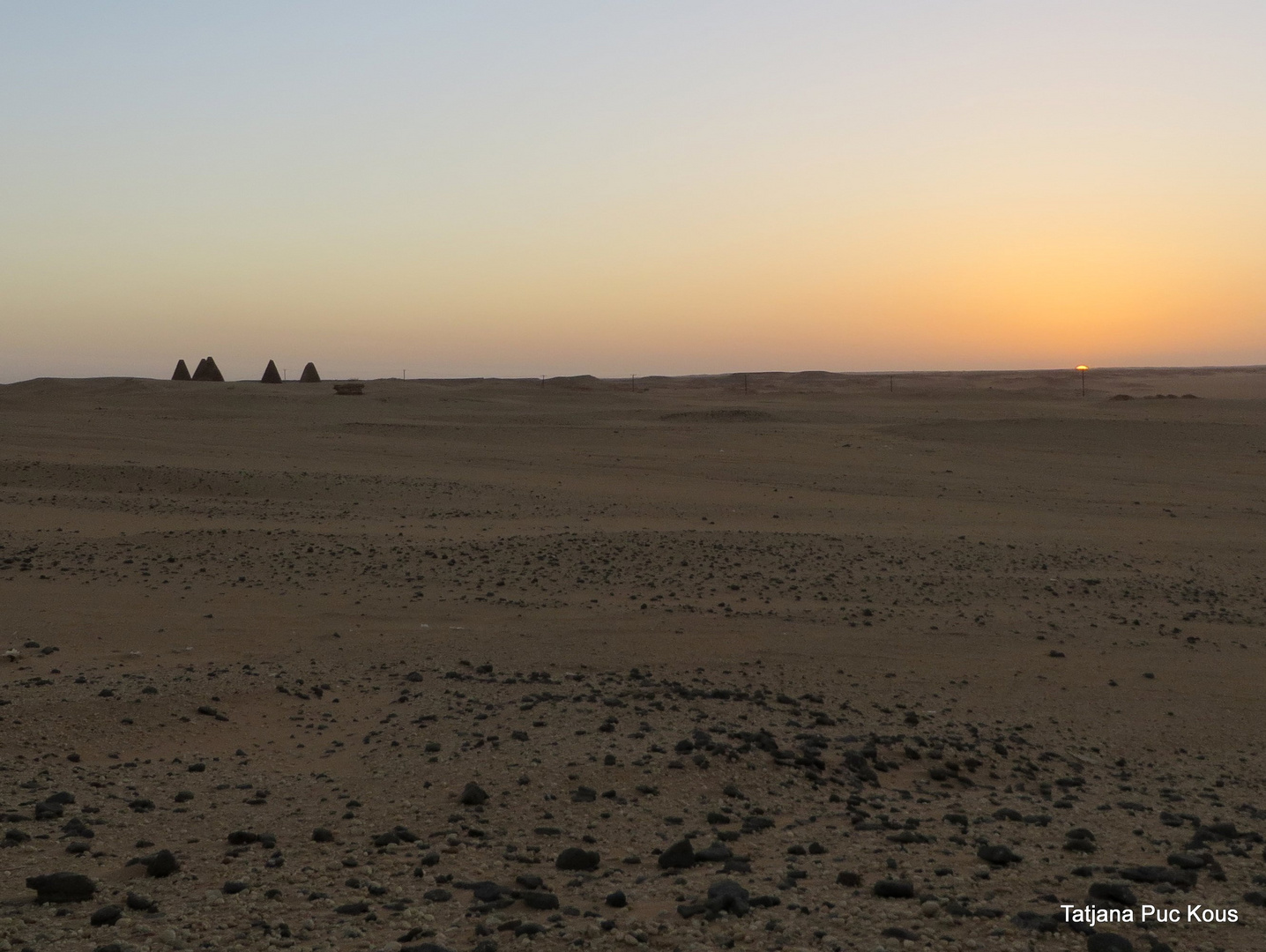 Sunset and pyramids