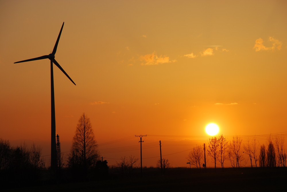 Sunset and Windmill