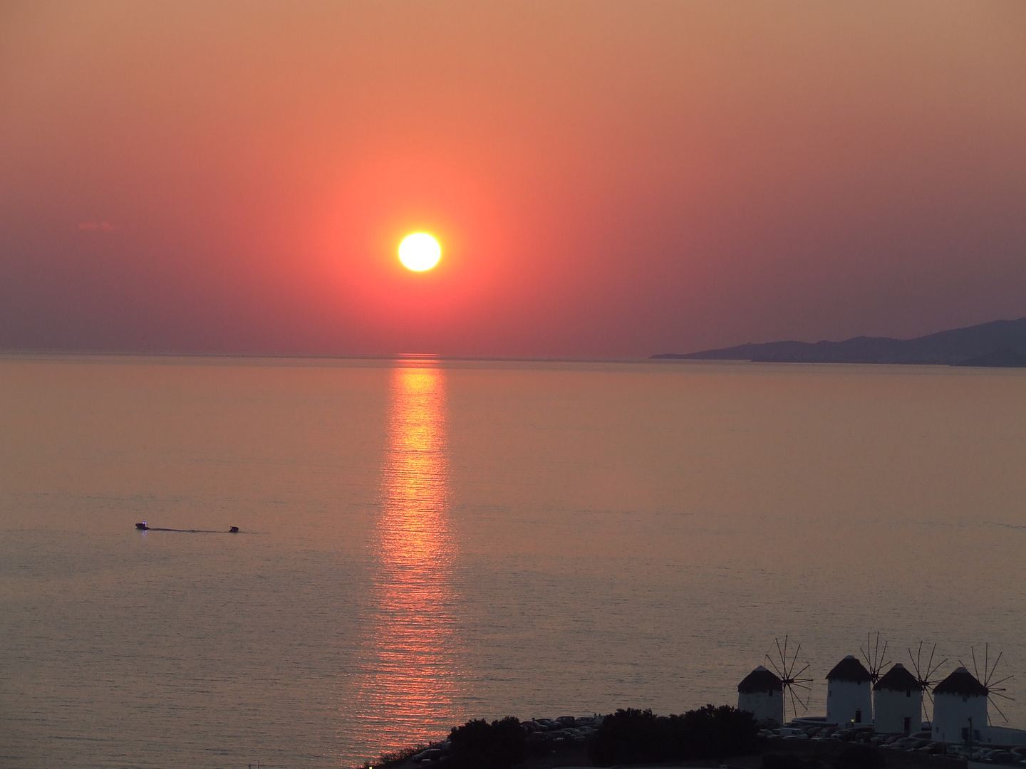 Sunset and windmills