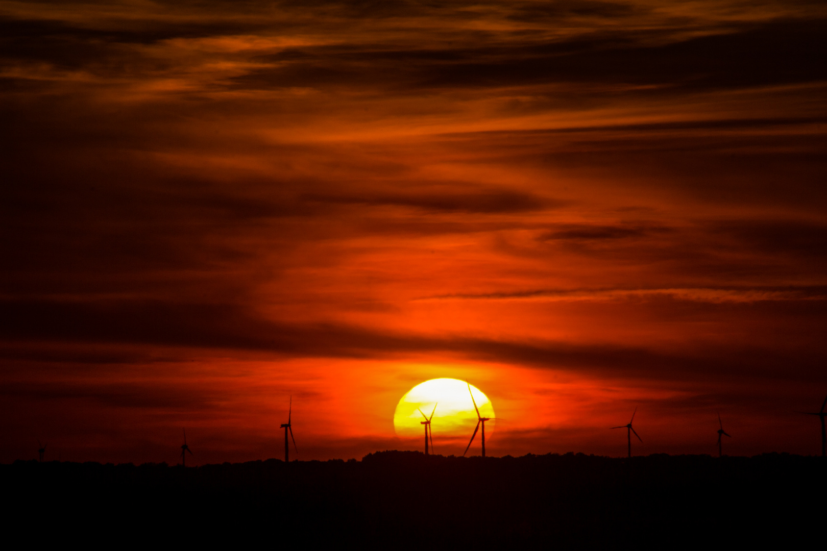 Sunset and windturbines