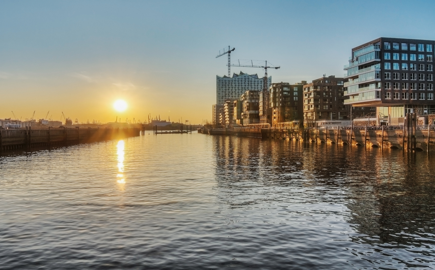 Sunset at Hafencity in Hamburg