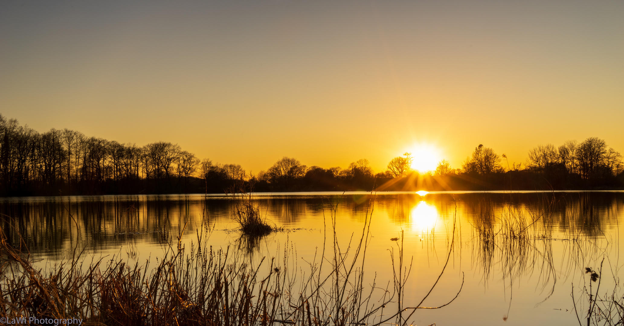 Sunset at lake in Nothern Germany