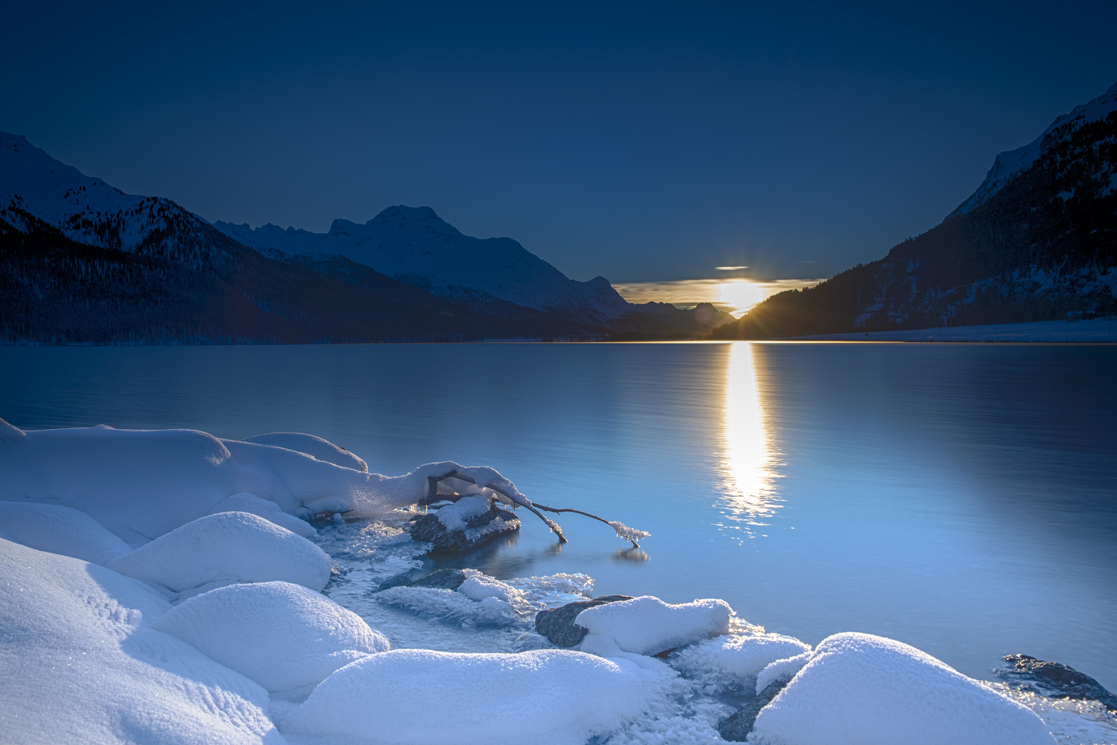 sunset at lake silvaplana-