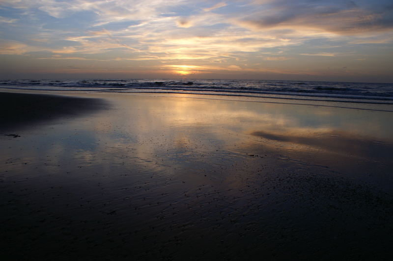 sunset at noordwijk beach holland