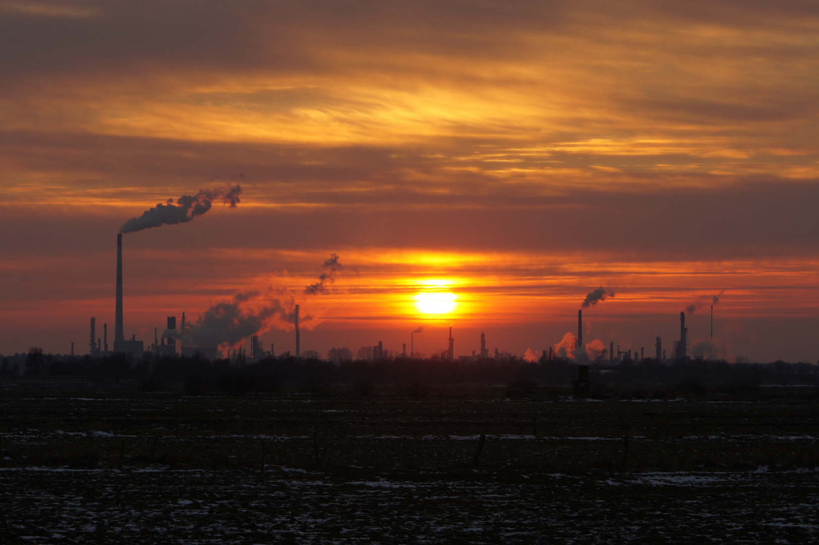 Sunset at refinery