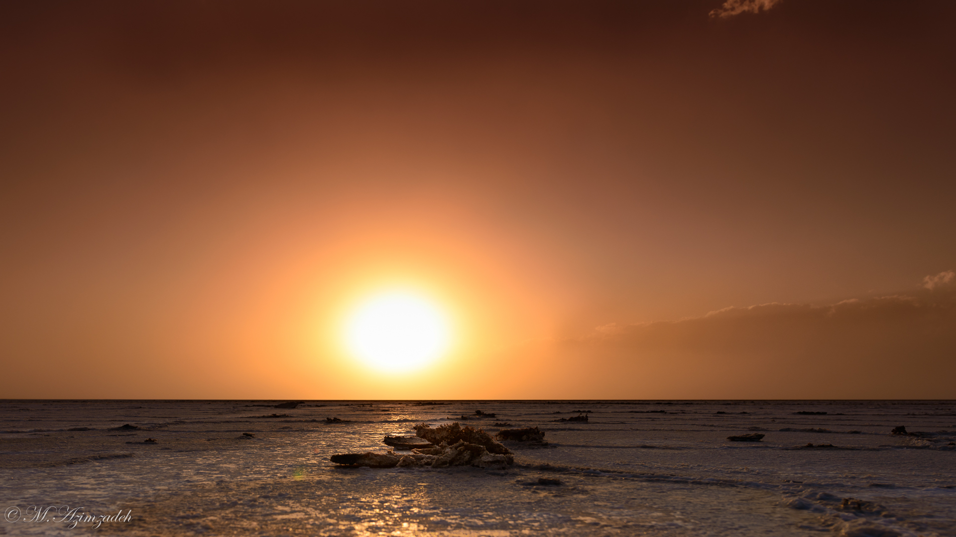 Sunset at Salt Lake in kashan Iran