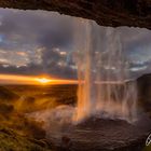 Sunset at Seljalandfoss